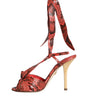 Sandales à talons en cuir exotique corail Dolce &amp; Gabbana