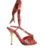 Sandales à talons en cuir exotique corail Dolce &amp; Gabbana