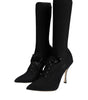 Dolce & Gabbana Black Stiletto Heels Mid Calf Boots Shoes