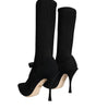 Dolce & Gabbana Black Stiletto Heels Mid Calf Boots Shoes
