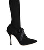 Dolce & Gabbana Black Stiletto Heels Mid Calf Boots Shoes
