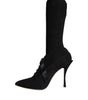 Dolce & Gabbana Black Stiletto Heels Mid Calf Boots Shoes