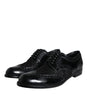 Chaussures habillées en cuir noir et dentelle florale Dolce &amp; Gabbana