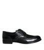 Chaussures habillées en cuir noir et dentelle florale Dolce &amp; Gabbana