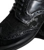 Chaussures habillées en cuir noir et dentelle florale Dolce &amp; Gabbana