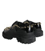 Dolce & Gabbana Black Leather Trekking Derby Embellished Shoes