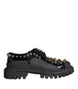Dolce & Gabbana Black Leather Trekking Derby Embellished Shoes