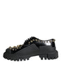 Dolce & Gabbana Black Leather Trekking Derby Embellished Shoes