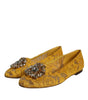 Dolce & Gabbana Mustard Lace Crystal Ballet Flats Loafer Shoes