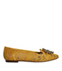 Dolce & Gabbana Mustard Lace Crystal Ballet Flats Loafer Shoes
