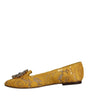 Dolce & Gabbana Mustard Lace Crystal Ballet Flats Loafer Shoes