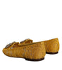 Dolce & Gabbana Mustard Lace Crystal Ballet Flats Loafer Shoes
