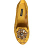 Dolce & Gabbana Mustard Lace Crystal Ballet Flats Loafer Shoes