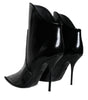 Dolce & Gabbana Black Patent Leather Pointed Ankle Boots Shoes