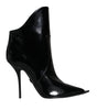 Dolce & Gabbana Black Patent Leather Pointed Ankle Boots Shoes