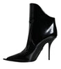 Dolce & Gabbana Black Patent Leather Pointed Ankle Boots Shoes