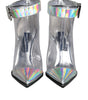 Dolce & Gabbana Silver Iridescent PVC Pointed Short Boots Shoes