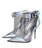 Dolce & Gabbana Silver Iridescent PVC Pointed Short Boots Shoes