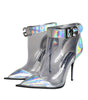 Dolce & Gabbana Silver Iridescent PVC Pointed Short Boots Shoes