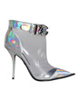 Dolce & Gabbana Silver Iridescent PVC Pointed Short Boots Shoes
