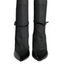Dolce & Gabbana Black Leather Stilettos Booties Socks Shoes