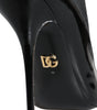 Dolce & Gabbana Black Leather Stilettos Booties Socks Shoes