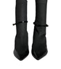 Dolce & Gabbana Black Leather Stilettos Booties Socks Shoes