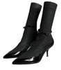 Dolce & Gabbana Black Leather Stilettos Booties Socks Shoes