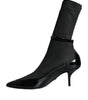 Dolce & Gabbana Black Leather Stilettos Booties Socks Shoes
