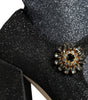 Dolce & Gabbana Black Crystal Mary Janes Booties Shoes