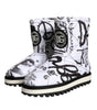 Dolce & Gabbana White Padded Logo Print Mid Calf Boots Shoes