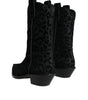 Dolce & Gabbana Black Gray Leopard Cowboy Boots Shoes