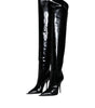 Dolce &amp; Gabbana Black Patent Leather Knee High Boots Shoes