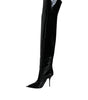 Dolce &amp; Gabbana Black Patent Leather Knee High Boots Shoes