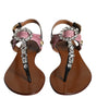 Dolce & Gabbana Multicolor Crystal Sandals Flip Flops Shoes