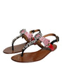 Dolce & Gabbana Multicolor Crystal Sandals Flip Flops Shoes