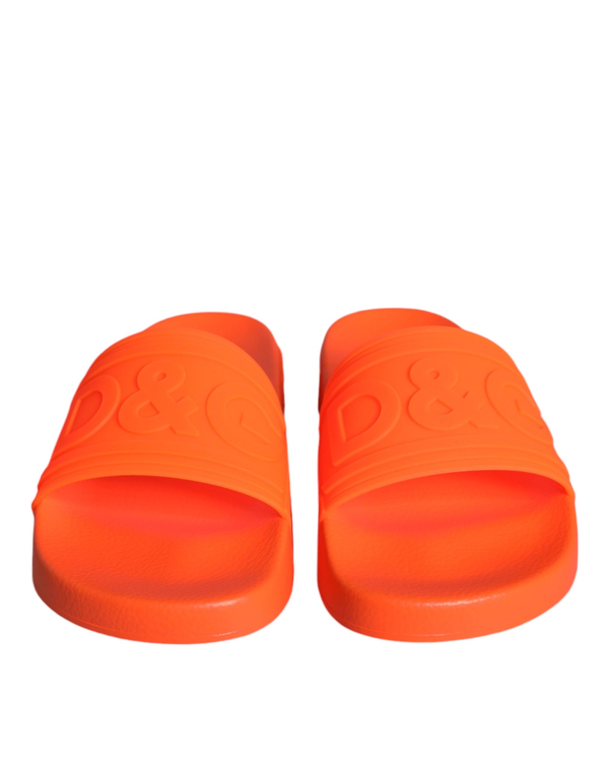 Sandales à enfiler en caoutchouc orange Dolce &amp; Gabbana, chaussures de plage