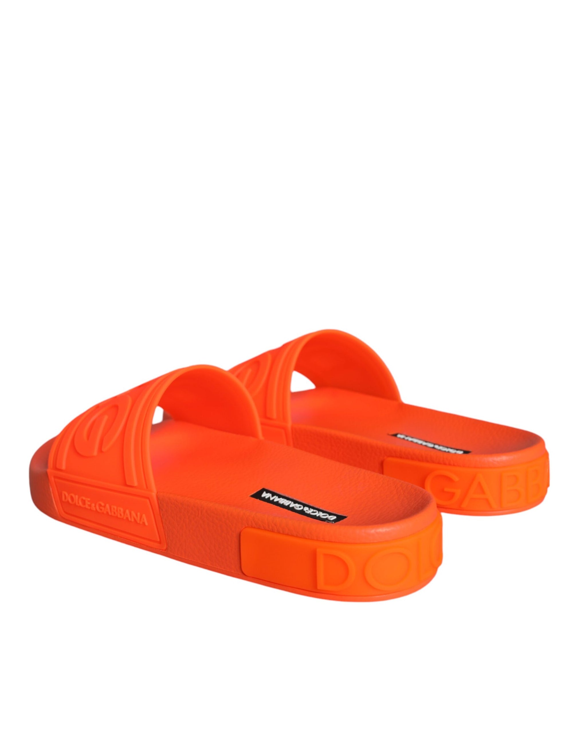 Sandales à enfiler en caoutchouc orange Dolce &amp; Gabbana, chaussures de plage