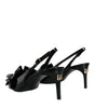 Dolce & Gabbana Black Patent Leather Heels Slingback Shoes