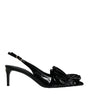 Dolce & Gabbana Black Patent Leather Heels Slingback Shoes