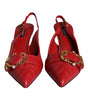 Dolce & Gabbana Red Devotion Leather Heels Slingback Shoes
