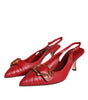 Dolce & Gabbana Red Devotion Leather Heels Slingback Shoes