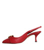 Dolce & Gabbana Red Devotion Leather Heels Slingback Shoes