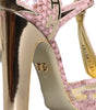 Dolce & Gabbana Pink Gold Leather Pumps T-strap Sandals Shoes