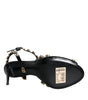 Dolce & Gabbana Black Leather Crystal Ankle Strap Sandals Shoes