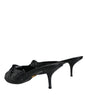 Dolce & Gabbana Black Leather Heels Slides Sandals Shoes