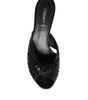 Dolce & Gabbana Black Leather Heels Slides Sandals Shoes