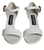 Dolce & Gabbana White Leather Heels Keira Sandals Shoes