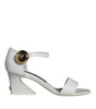 Dolce & Gabbana White Leather Heels Keira Sandals Shoes