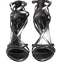 Dolce & Gabbana Silver Keira Leather Heels Sandals Shoes